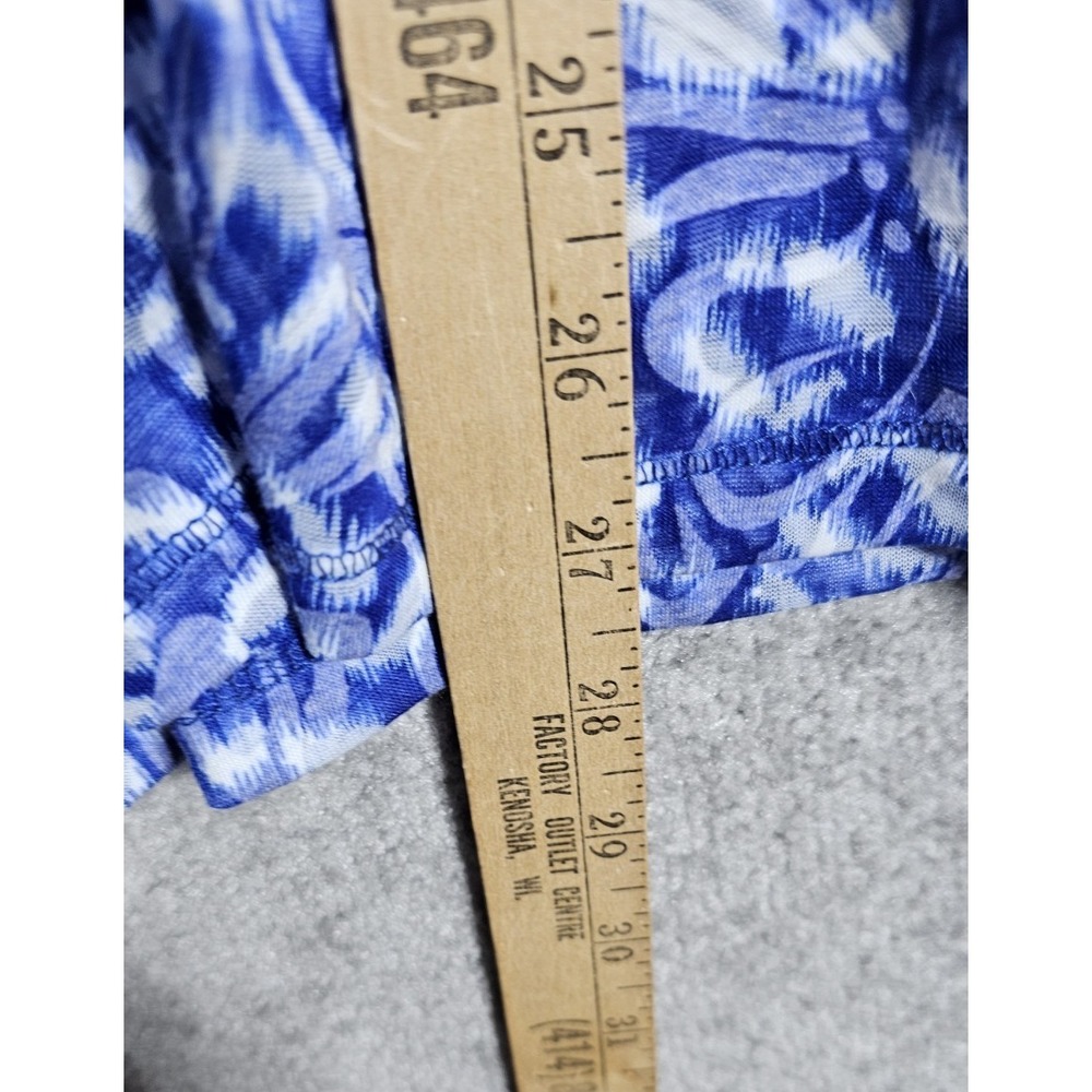 Relativity Sheer Top Womens Size 2X Blue White Floral V-Neck Short Sleeve New - Picture 9 of 9